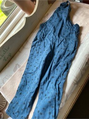 Blue Polka Dot Sleeveless Jumpsuit